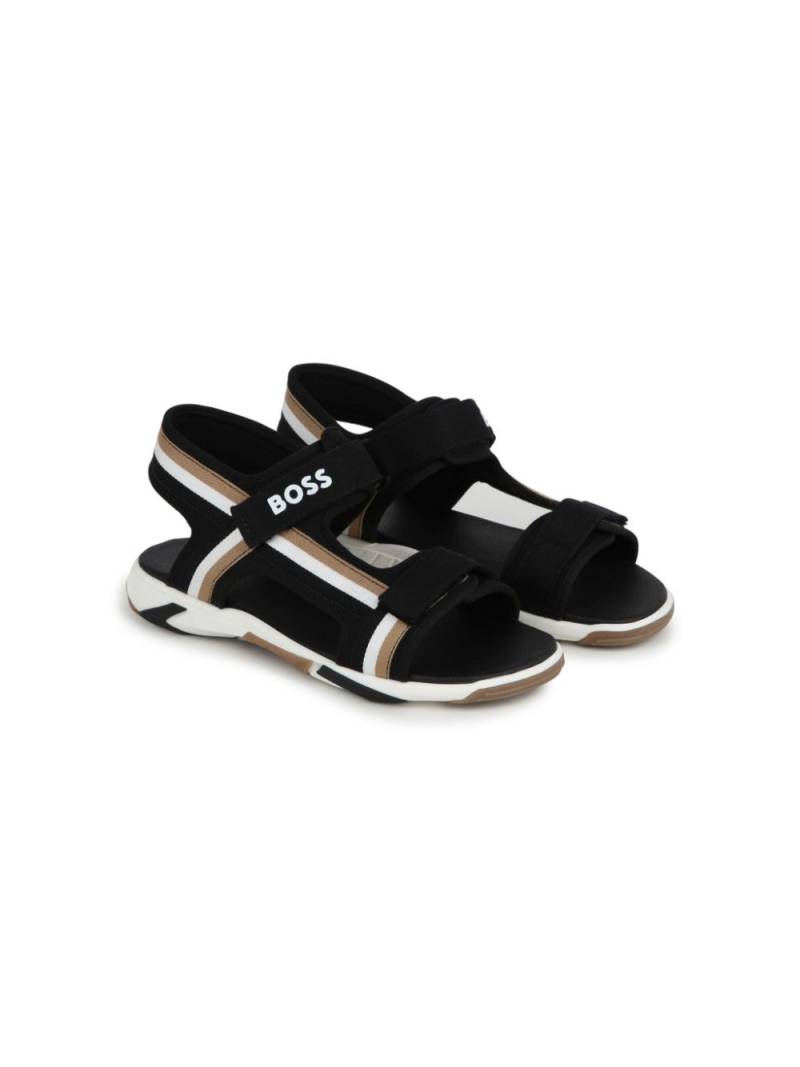 BOSS Kidswear striped touch-strap sandals - Black von BOSS Kidswear