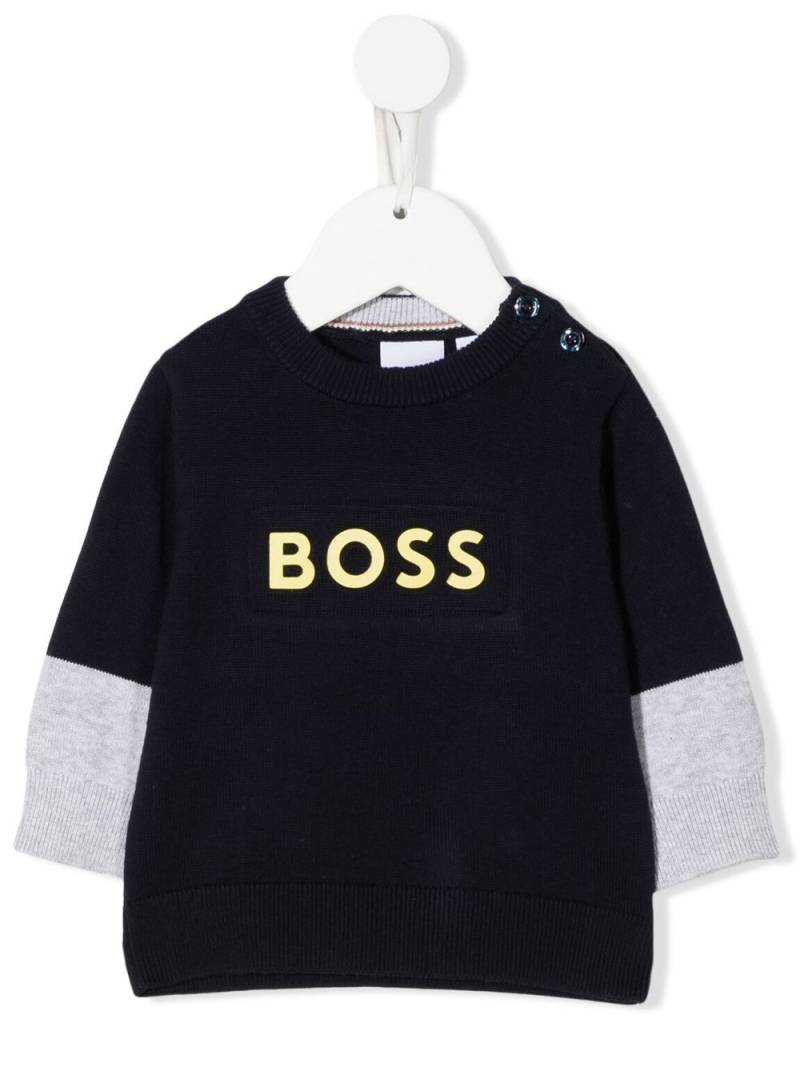 BOSS Kidswear two-tone logo-print jumper - Blue von BOSS Kidswear