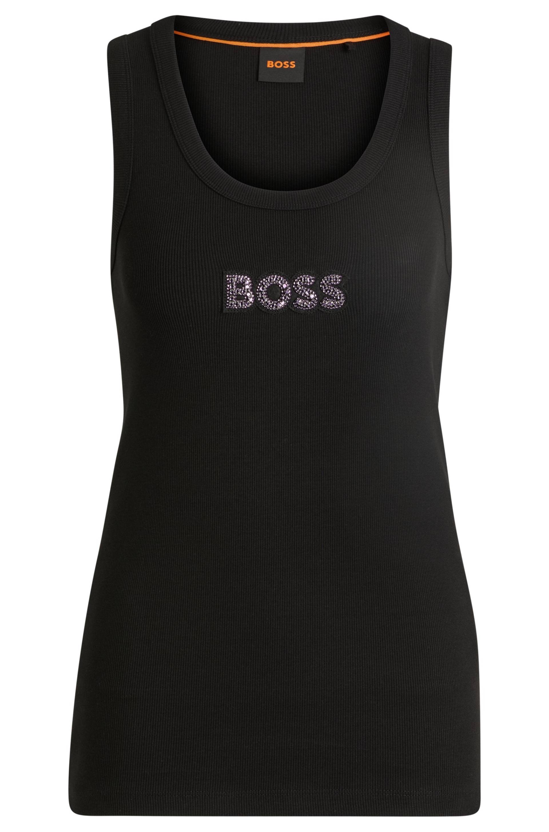 BOSS ORANGE Tanktop »C_Ematite_stonebadge«, mit BOSS Stickerei aus Glitzersteinen von BOSS ORANGE