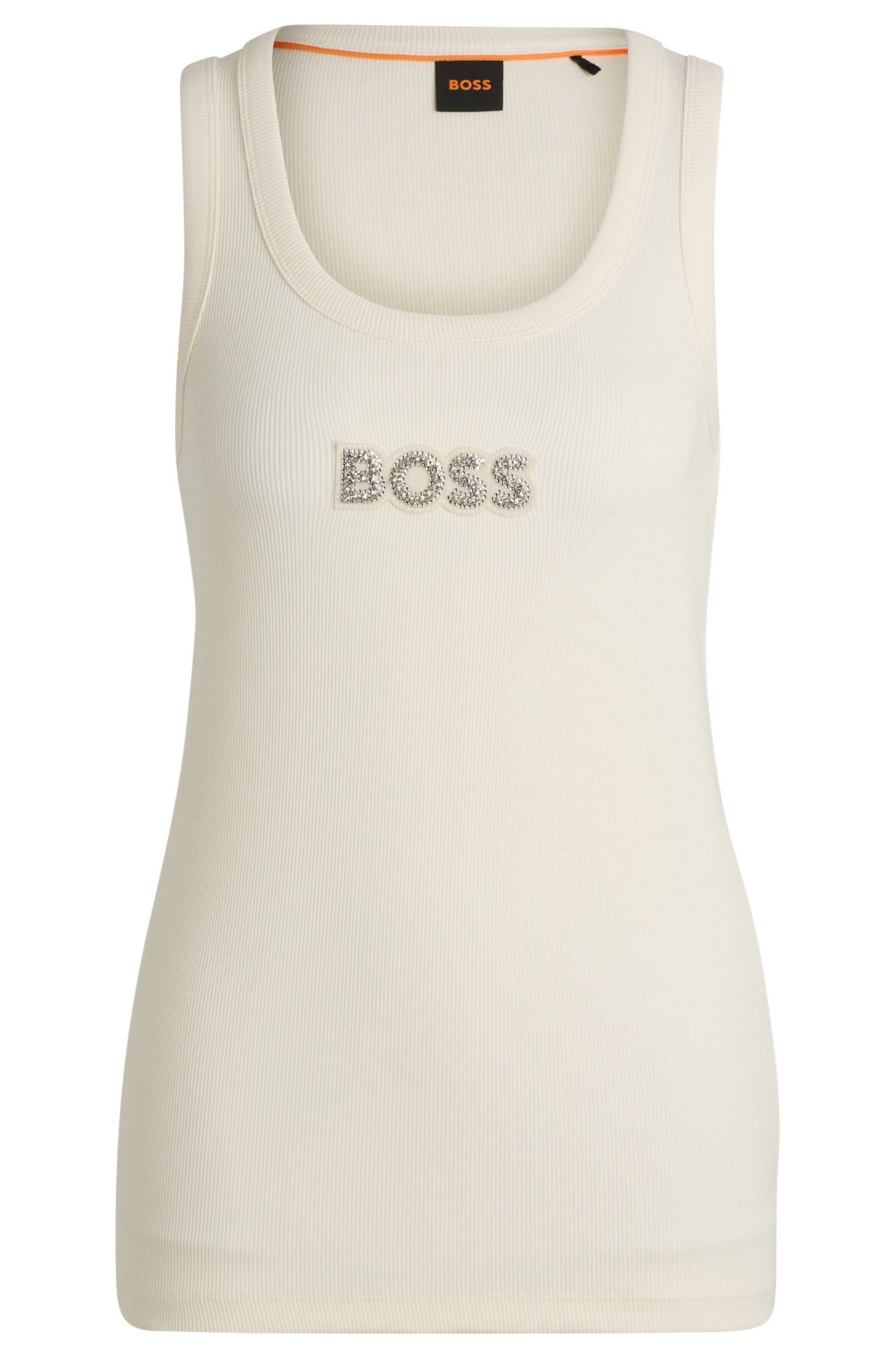 BOSS ORANGE Tanktop »C_Ematite_stonebadge«, mit BOSS Stickerei aus Glitzersteinen von BOSS ORANGE