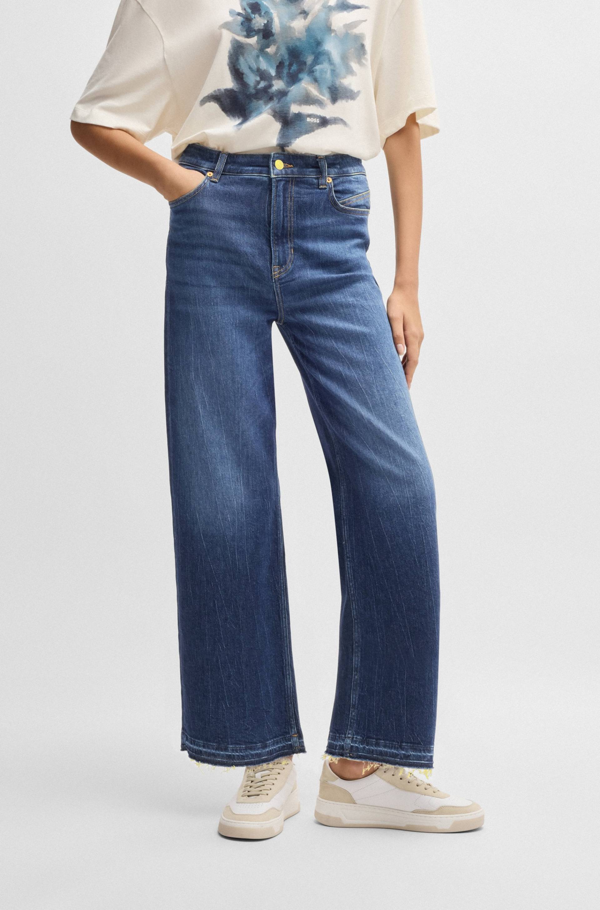 BOSS ORANGE Weite Jeans »Marlene High Rise Hochbund High Waist Premium Denim Jeans«, (BOSS ORANGE DENIM), weite Beinfom, cropped von BOSS ORANGE