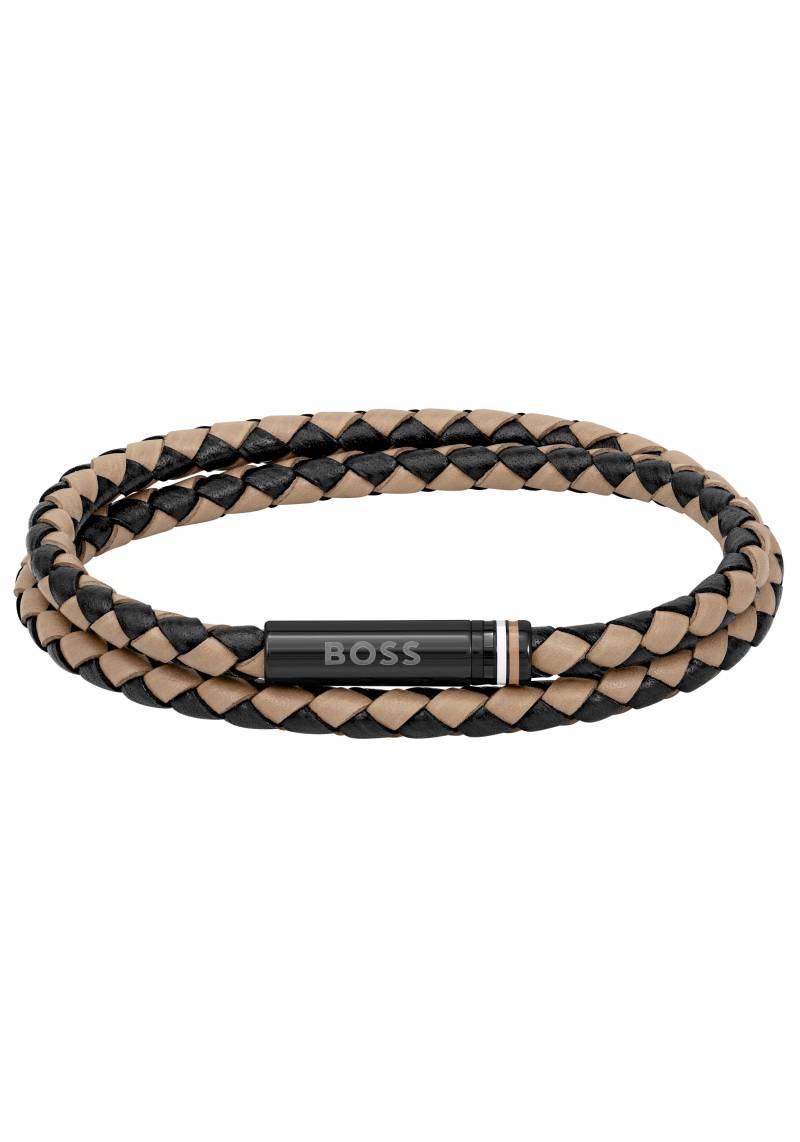 BOSS Armband »Schmuck Edelstahl Lederarmband Wickelarmband ARES« von BOSS