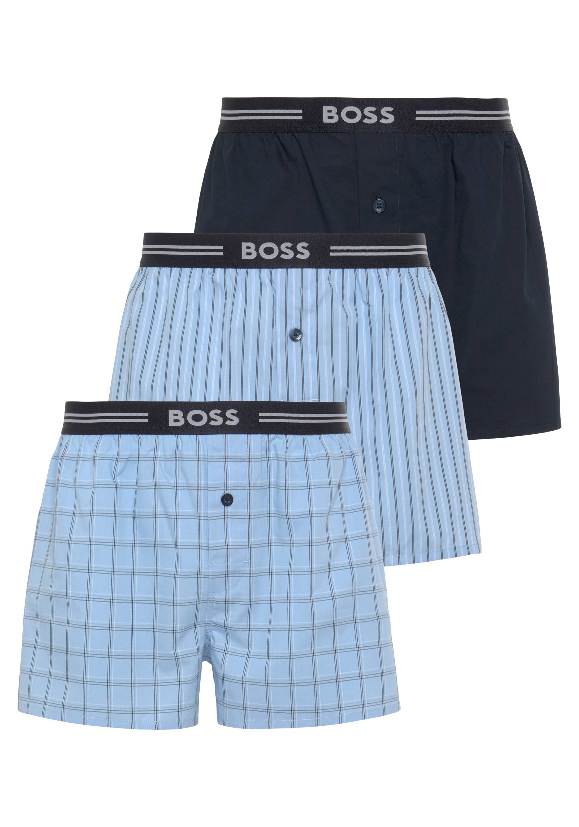 BOSS Boxershorts »3P Woven Boxer«, (Packung, 3 St., 3er Pack), mit Eingriff mit Knopf von BOSS