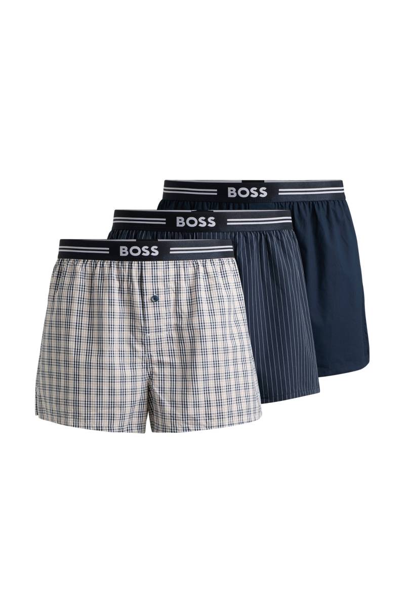 BOSS Boxershorts »3P Woven Boxer«, (Packung, 3 St., 3er Pack), mit Eingriff mit Knopf von BOSS