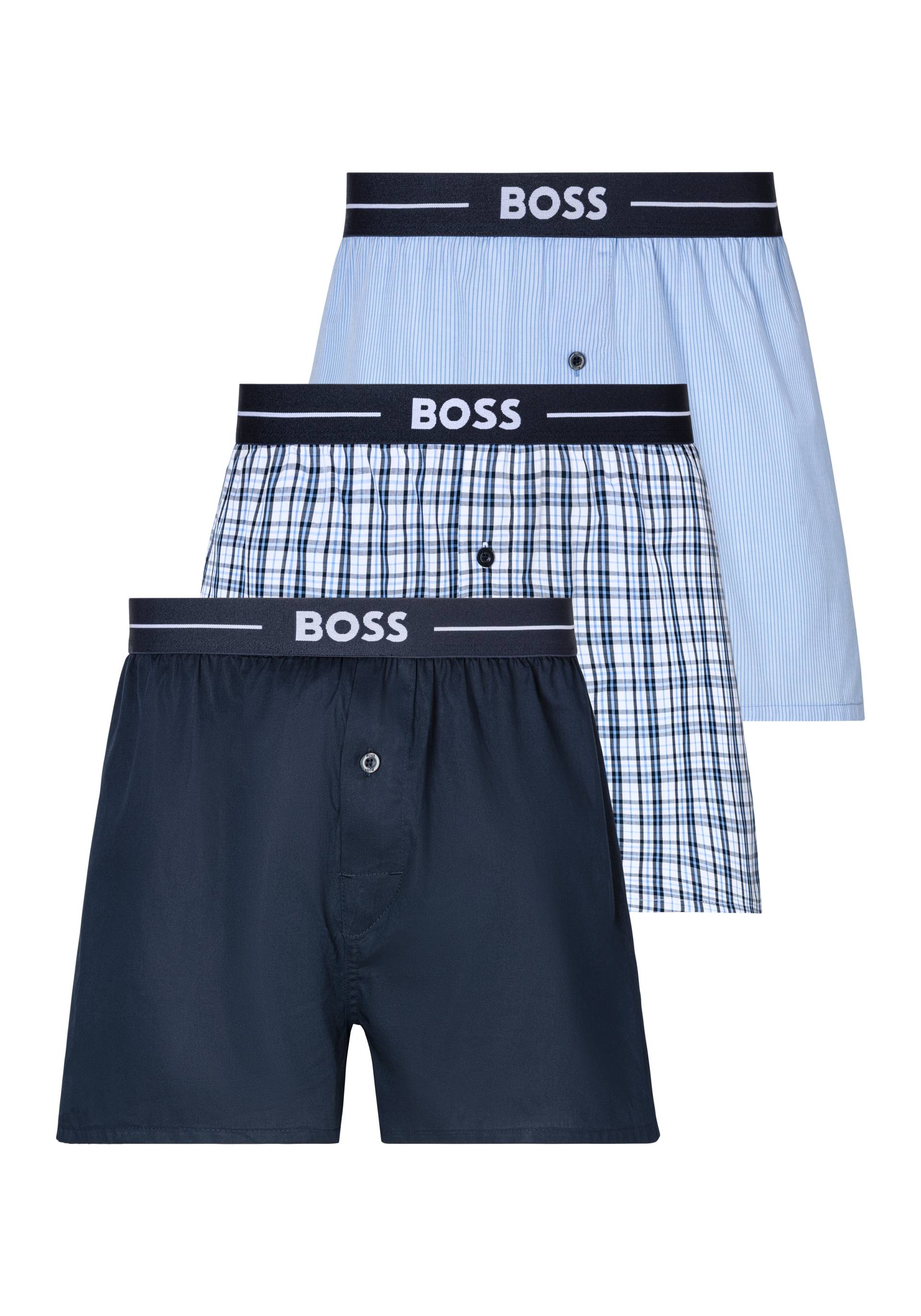 BOSS Boxershorts »3P Woven Boxer 10255001 01«, (Packung, 3 St., 3er), mit BOSS Schriftzug auf dem Bund von BOSS