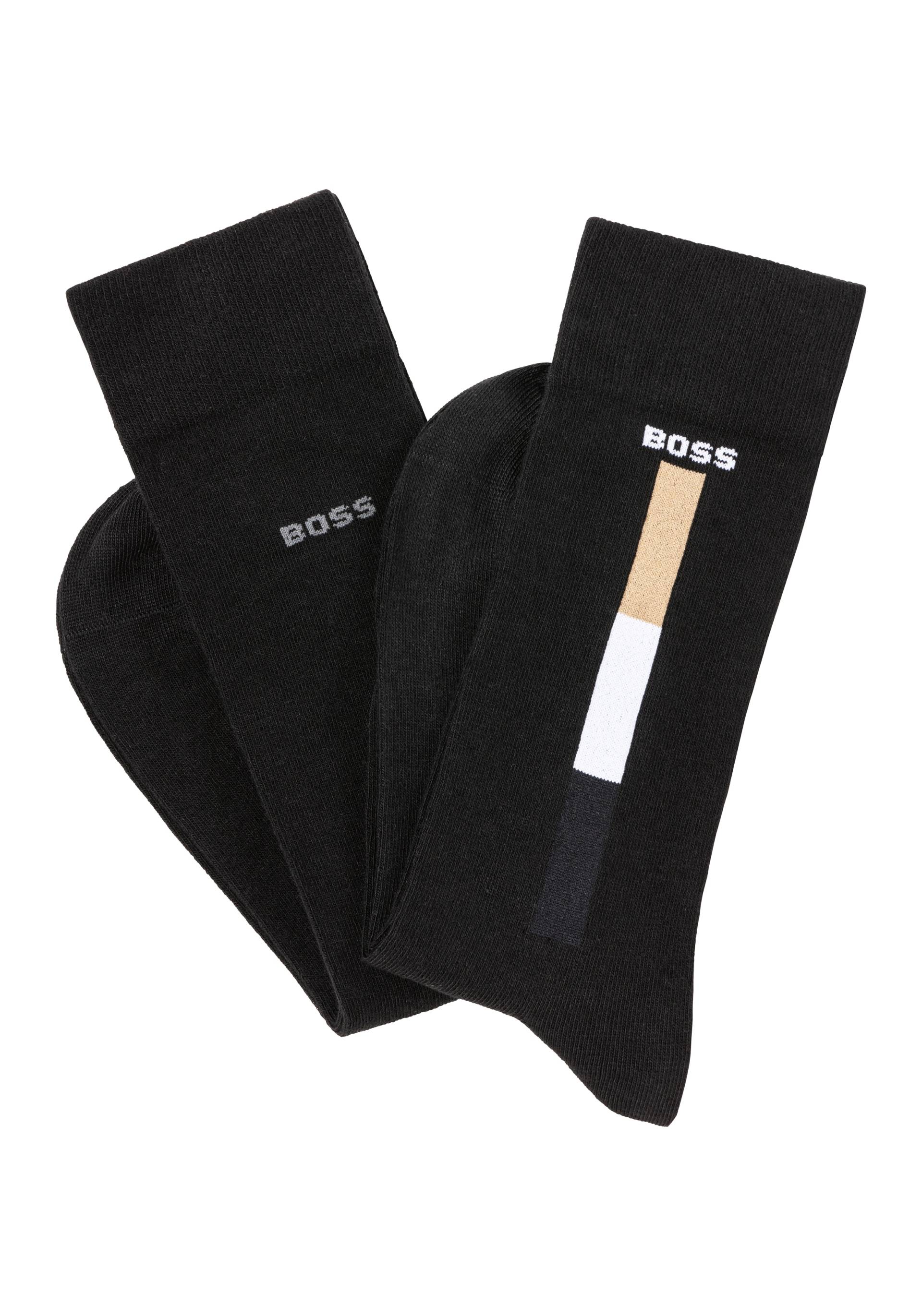 BOSS Businesssocken, (Packung, 2 Paar), mit Kontrasteinsätzen von BOSS