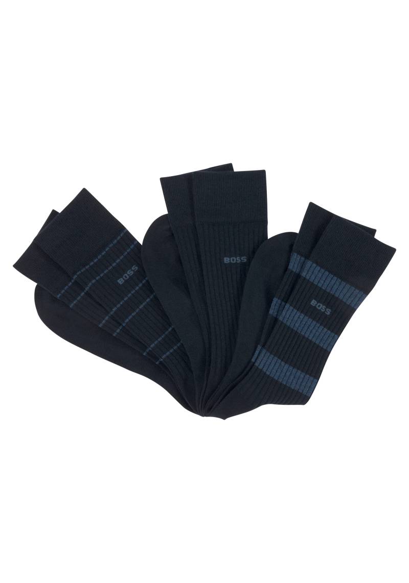 BOSS Businesssocken »3P RS Fine Rib CC«, (Packung, 3 Paar, 3er), mit BOSS Stickerei von BOSS