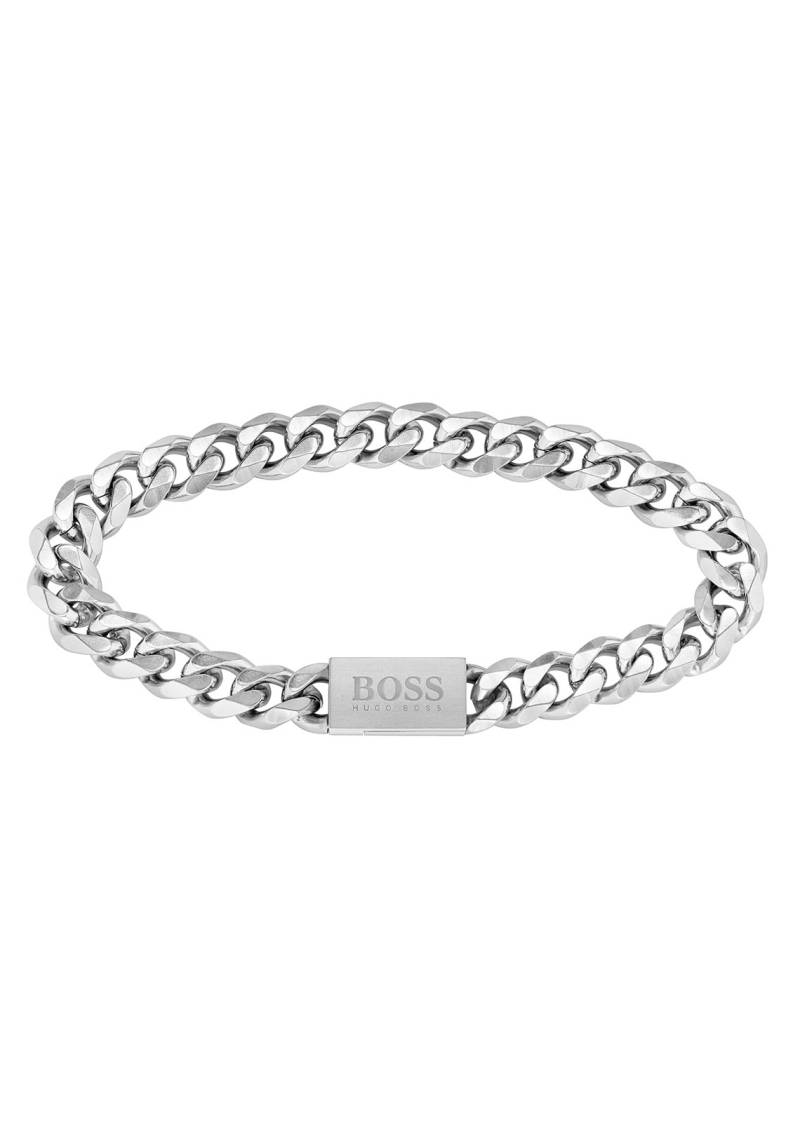 BOSS Armband »Schmuck Edelstahl Armschmuck Panzerkette CHAIN LINK«, mit Zirkonia (synth.) von BOSS