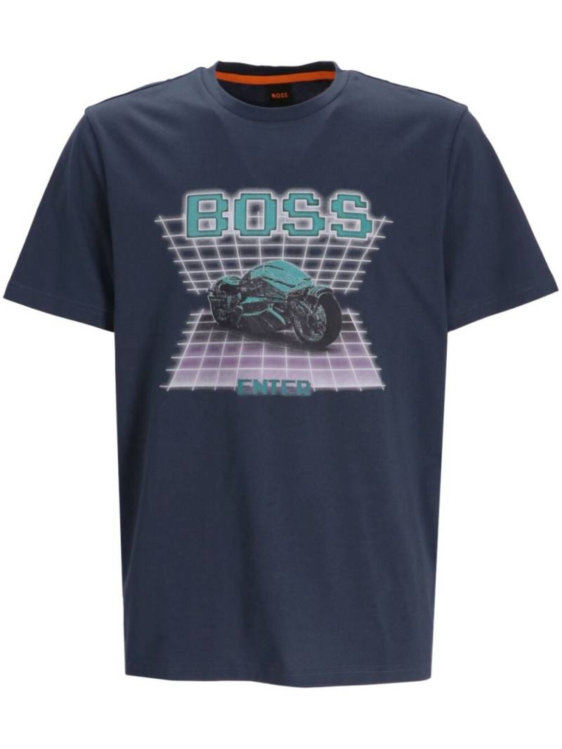 BOSS Enter cotton T-shirt - Blue von BOSS