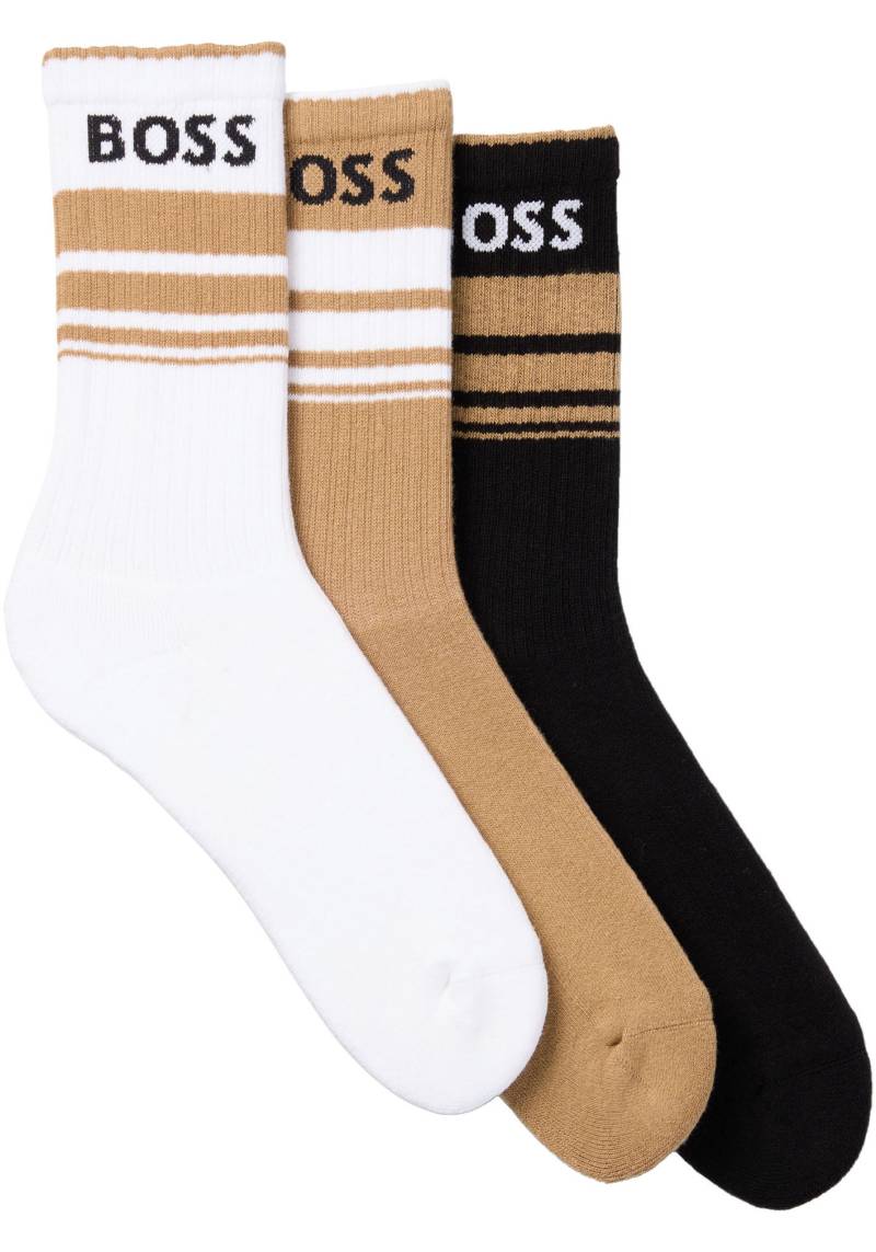 BOSS Freizeitsocken »3P QS Rib Stripe CC«, (Packung, 3 Paar), mit BOSS Logo von BOSS