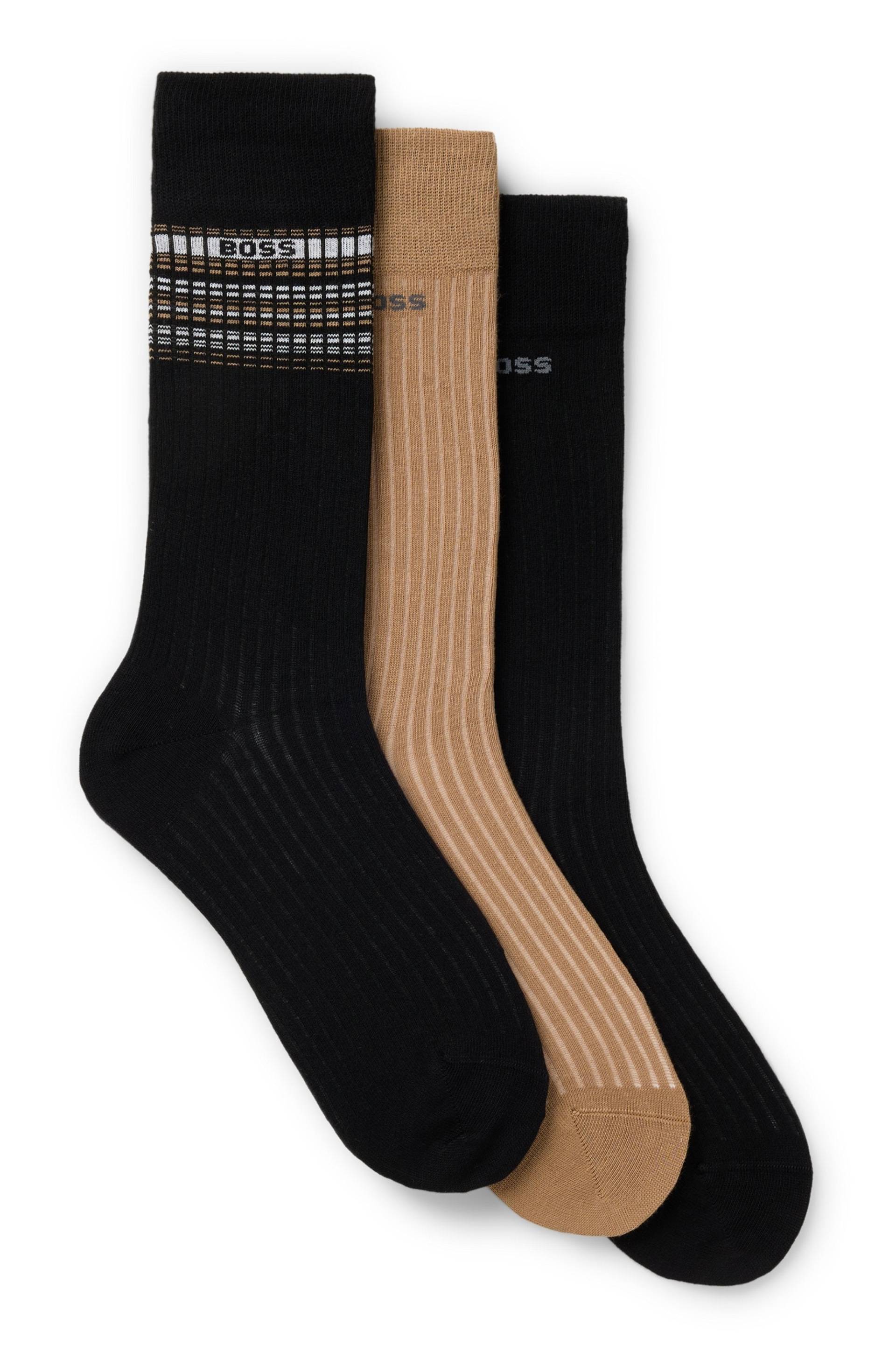 BOSS Freizeitsocken »3P RS Rib Stripe«, (Packung, 3 Paar), mit BOSS Logo von BOSS