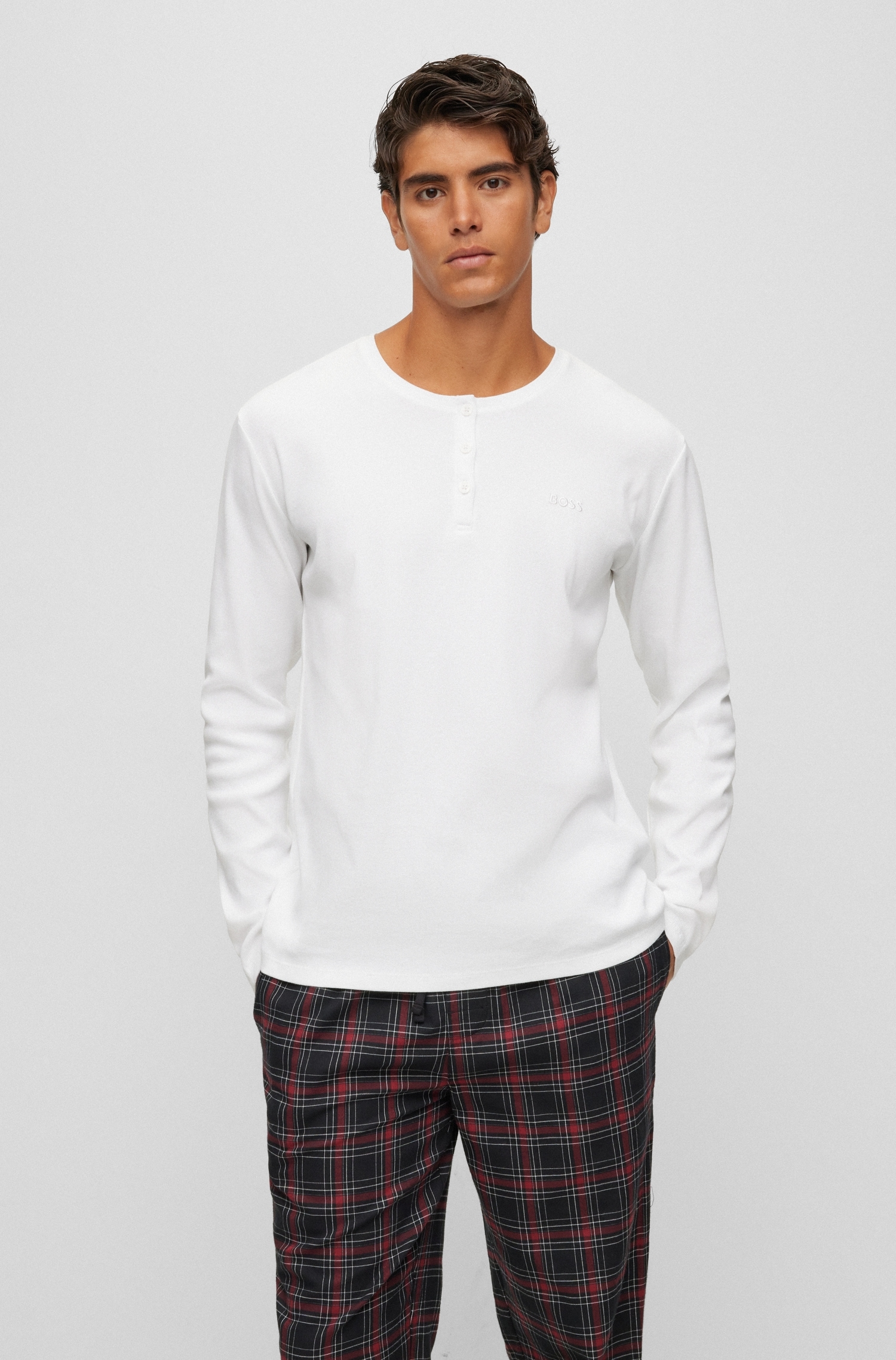 BOSS Langarmshirt »Cosy LS-Shirt«, mit Knopfverschluss von BOSS