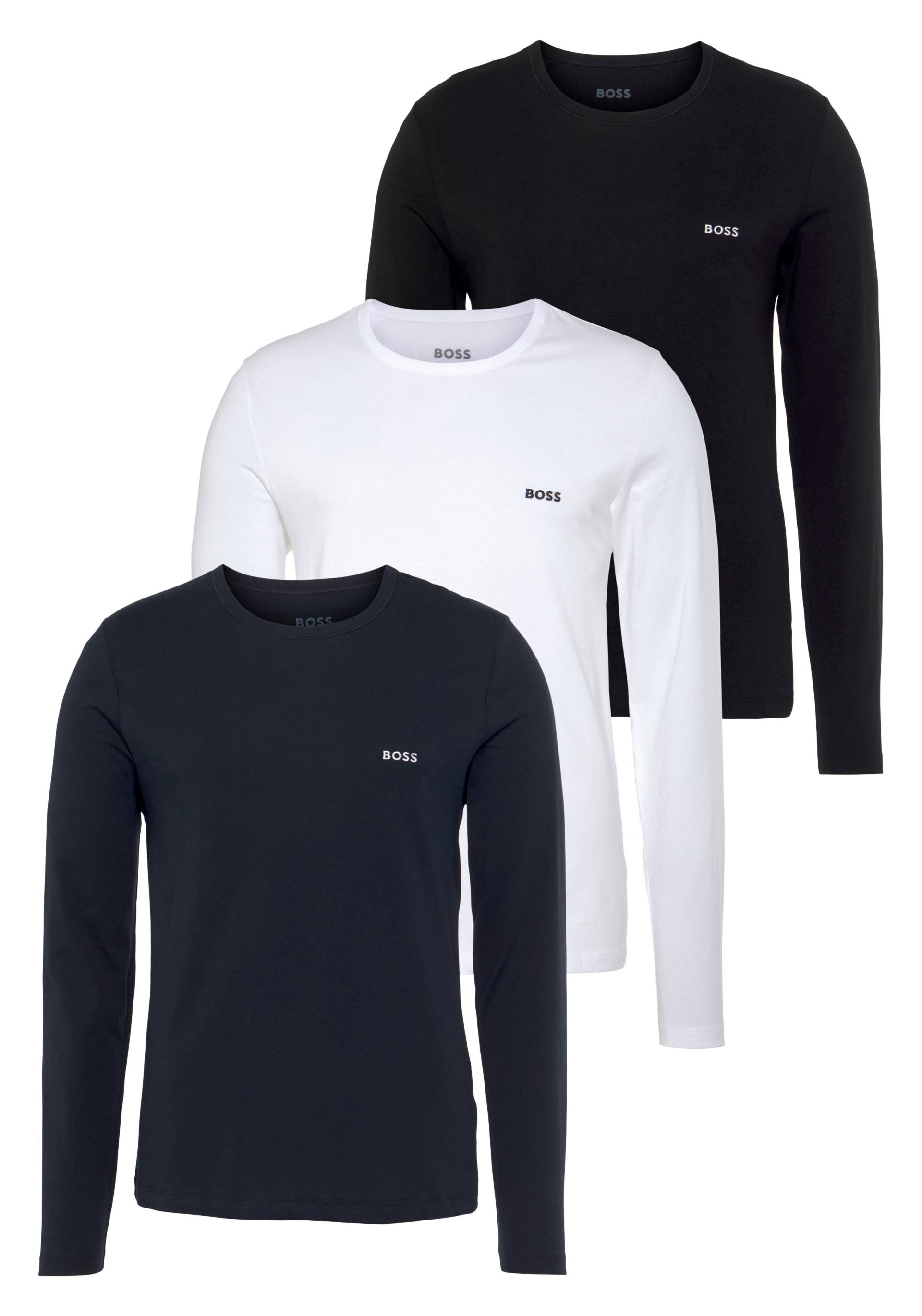 BOSS Langarmshirt »longsleeve-Shirt R-Neck Classic COTTON 3pcs/pack«, mit BOSS Logo-Schriftzug von BOSS