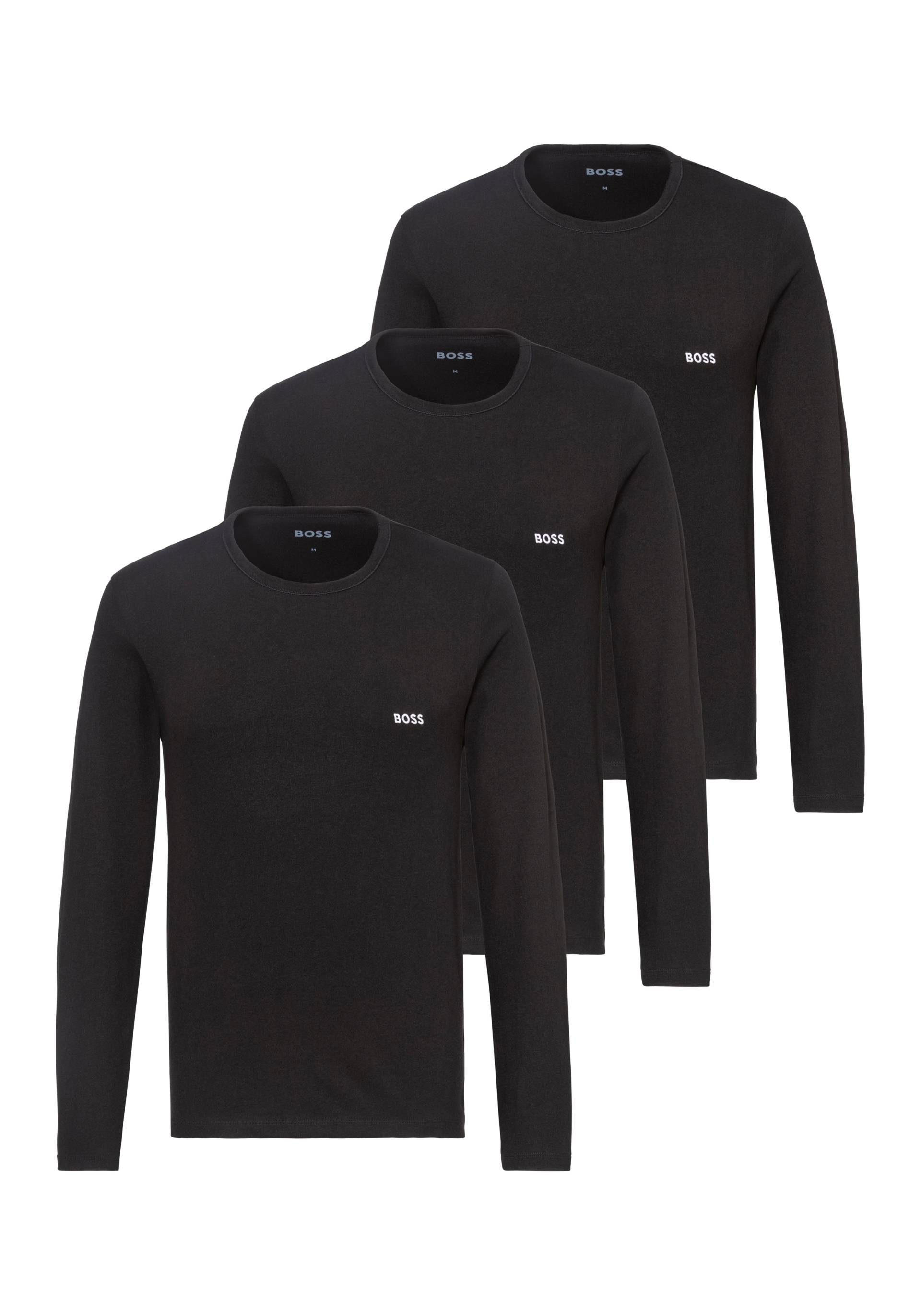 BOSS Langarmshirt »longsleeve-Shirt R-Neck Classic COTTON 3pcs/pack«, mit BOSS Logo-Schriftzug von BOSS