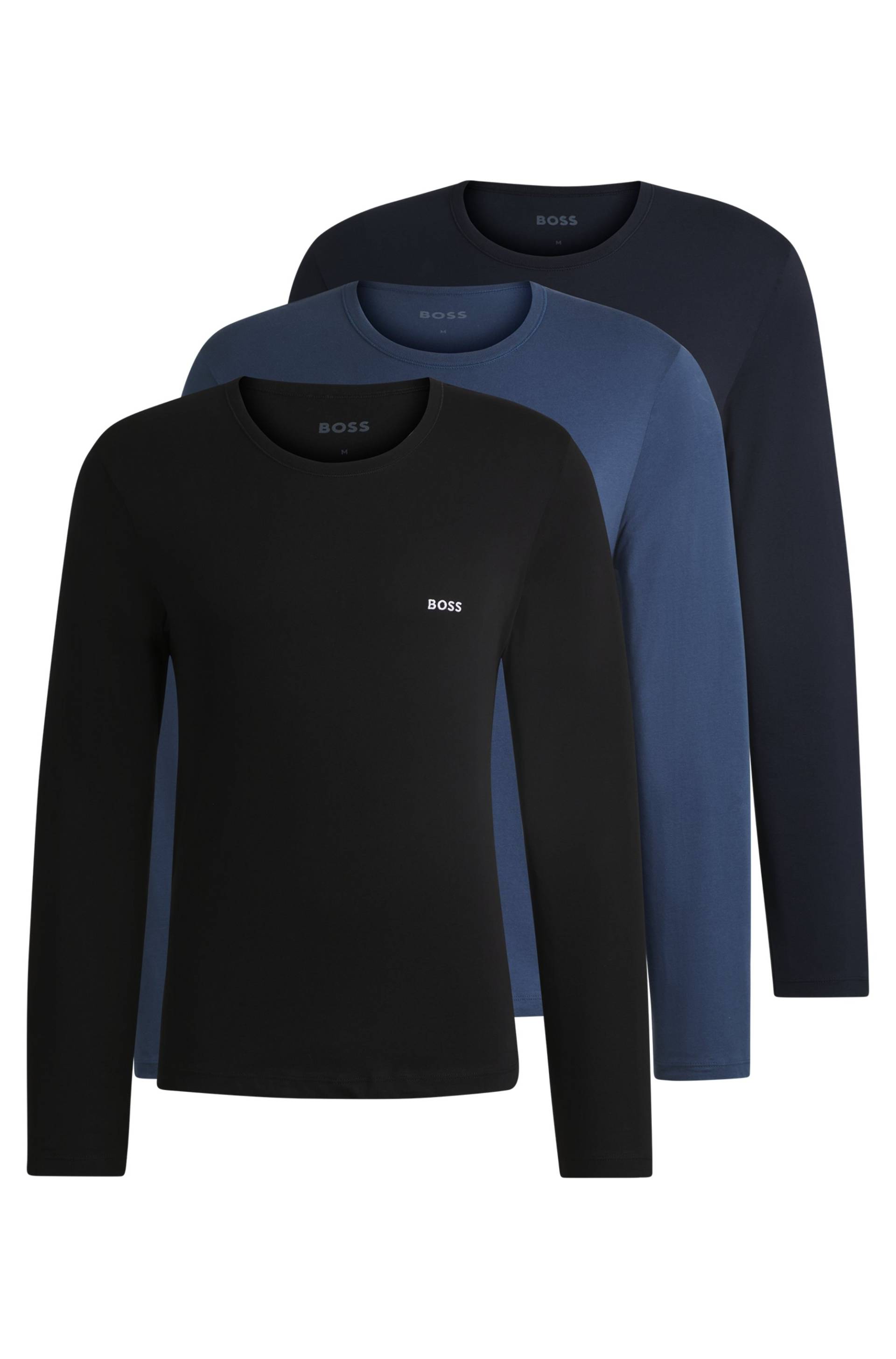 BOSS Langarmshirt »longsleeve-Shirt R-Neck Classic COTTON 3pcs/pack«, mit BOSS Logo-Schriftzug von BOSS