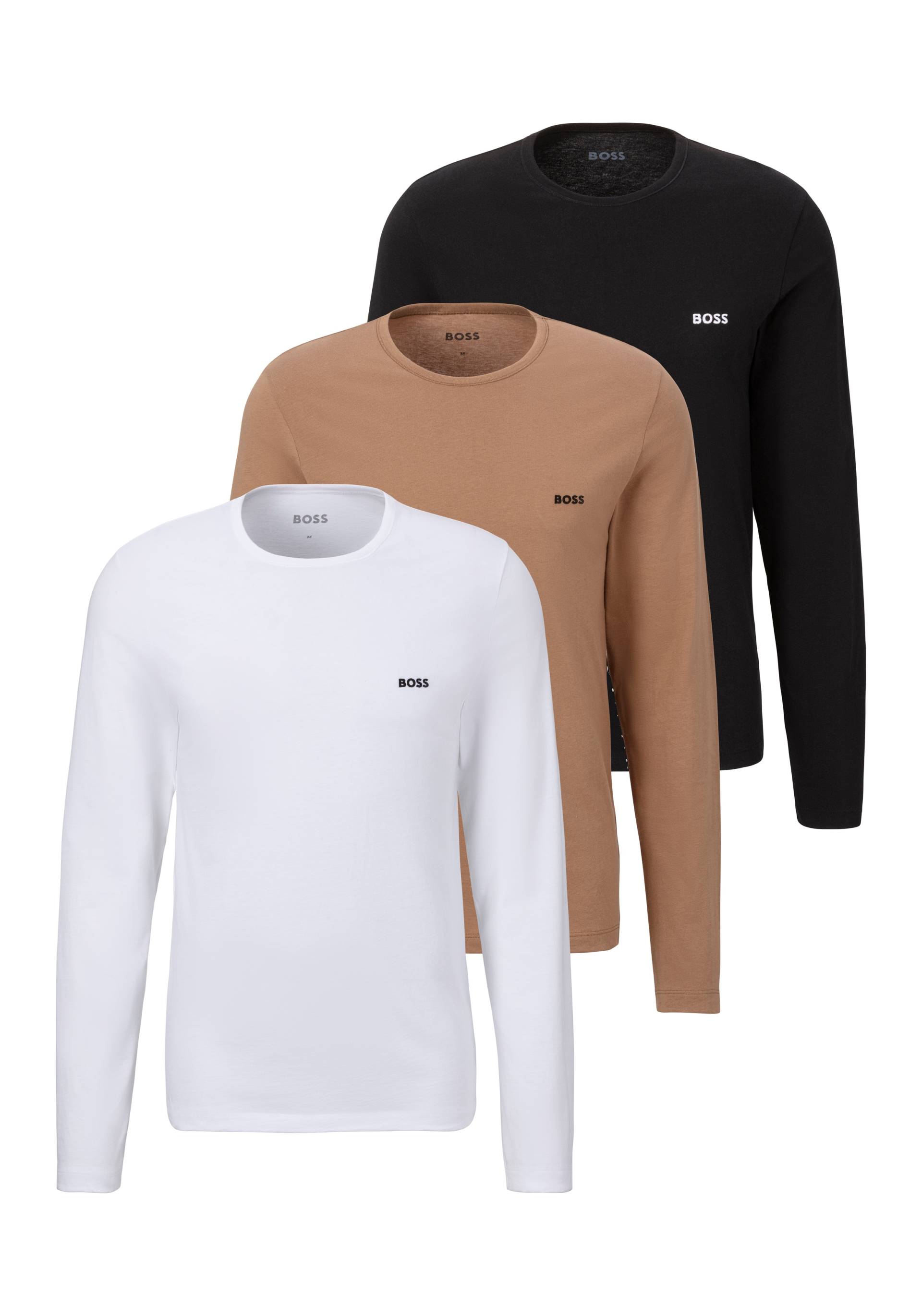 BOSS Langarmshirt »longsleeve-Shirt R-Neck Classic COTTON 3pcs/pack«, mit BOSS Logo-Schriftzug von BOSS