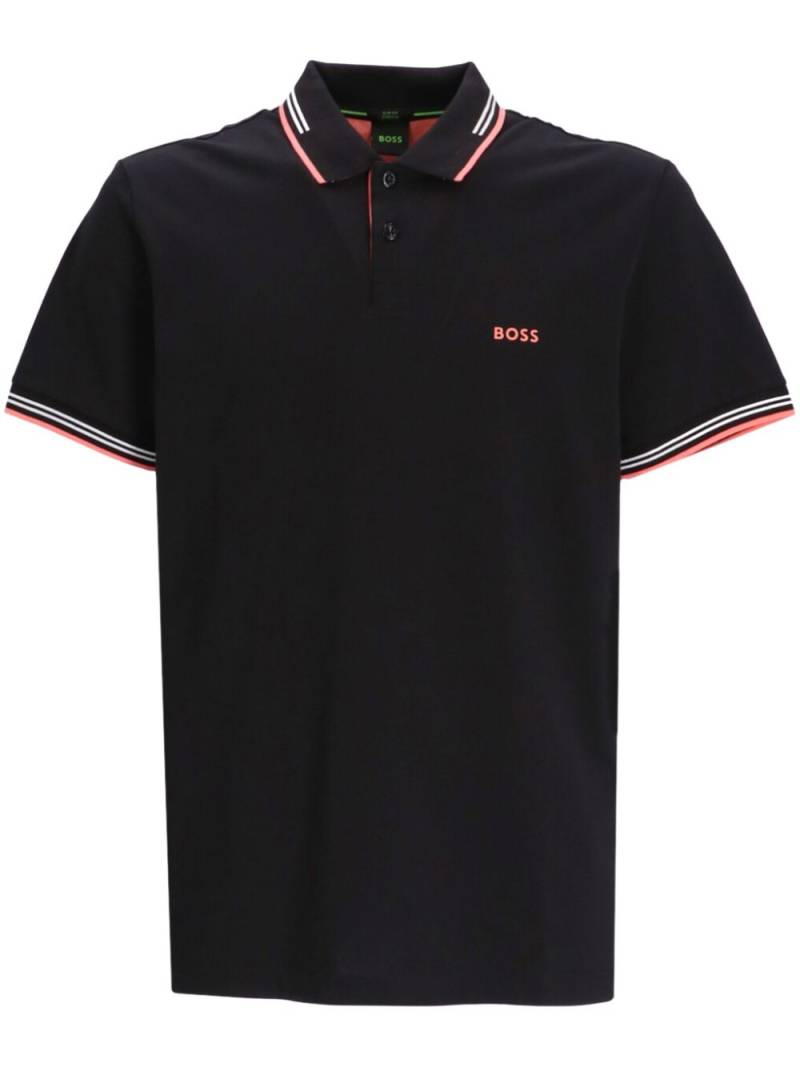 BOSS Paul stripe-trim logo polo shirt - Black von BOSS