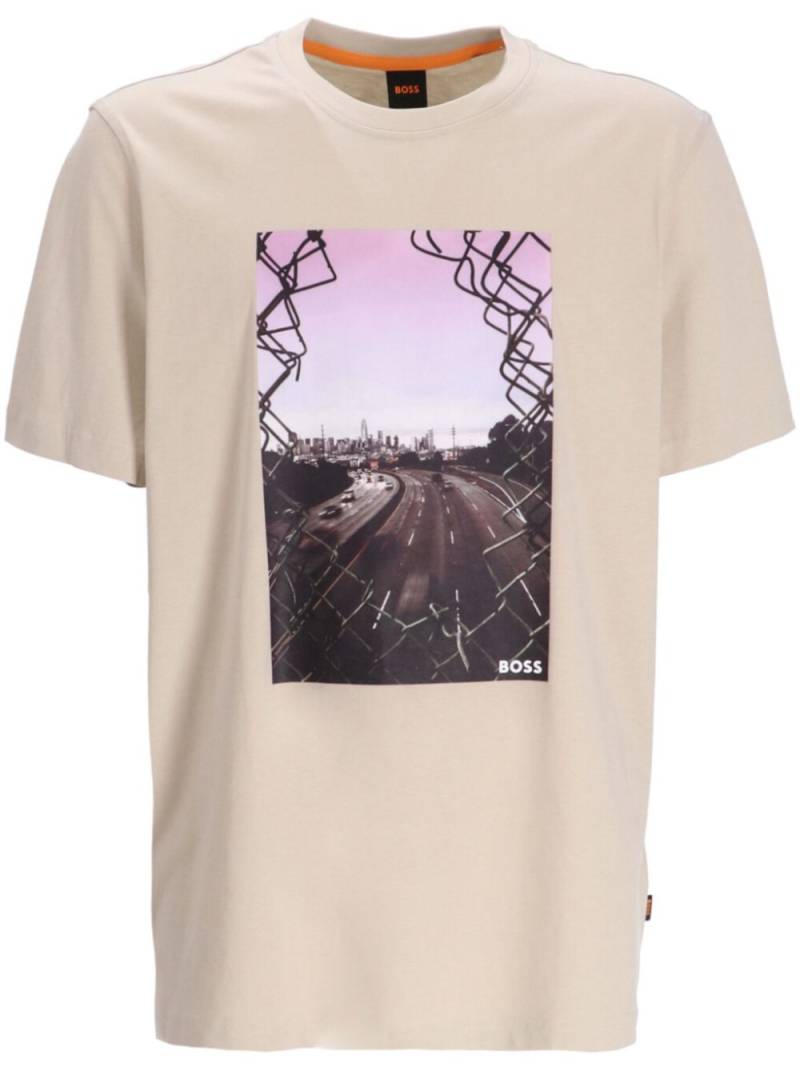 BOSS Urban-print T-shirt - Neutrals von BOSS