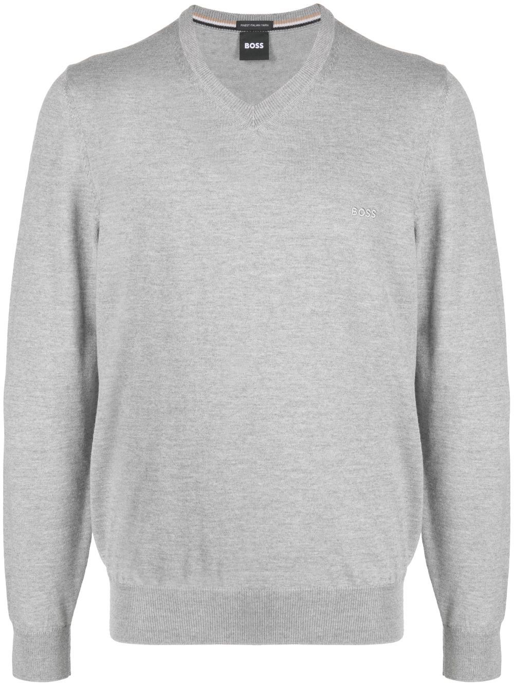 BOSS V-neck wool sweater - Grey von BOSS