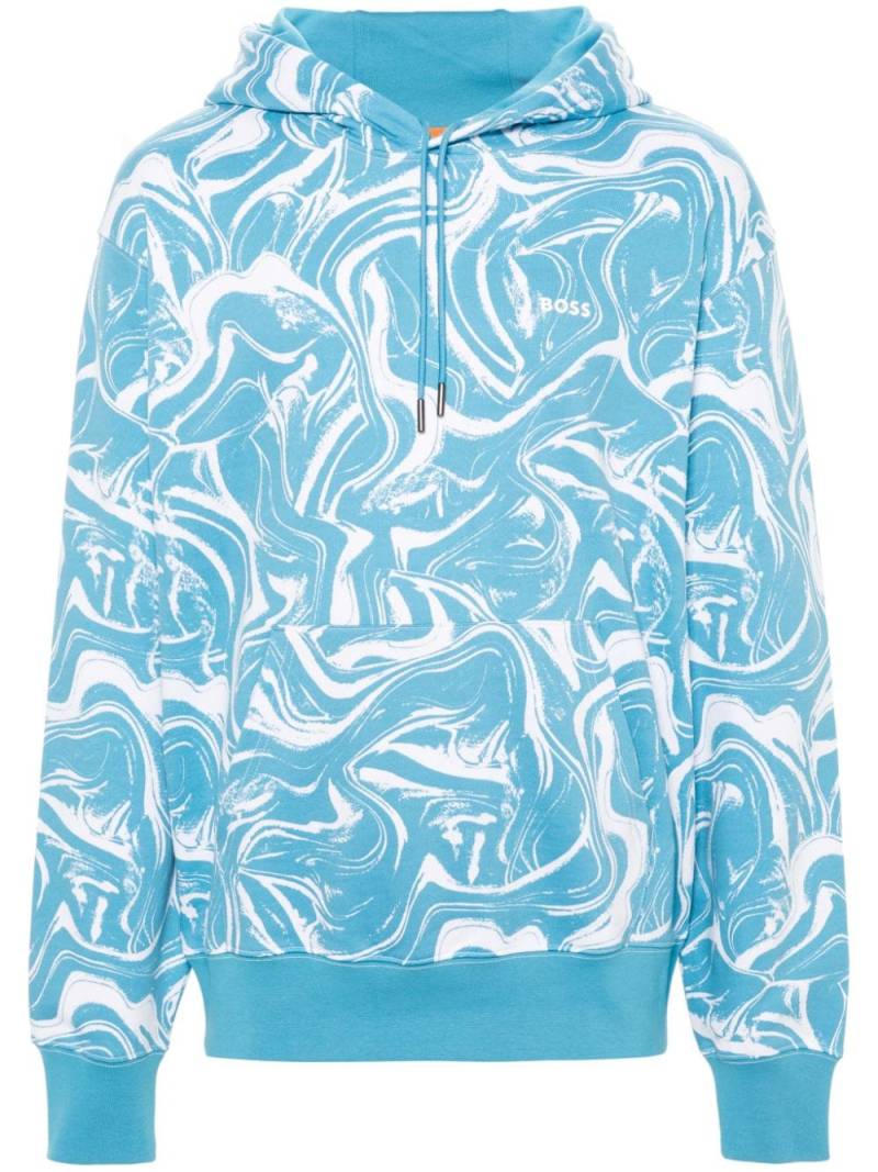 BOSS abstract-print jersey hoodie - Blue von BOSS