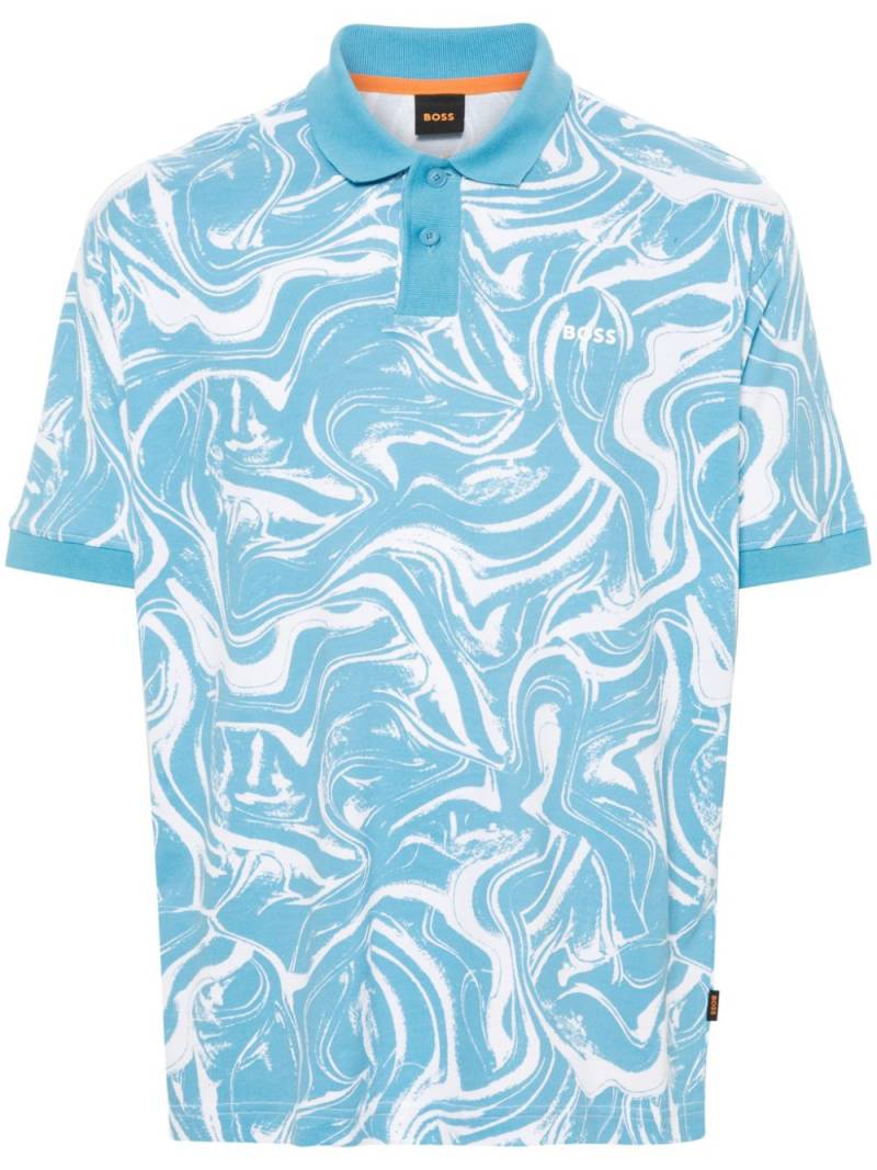 BOSS abstract-print polo shirt - White von BOSS