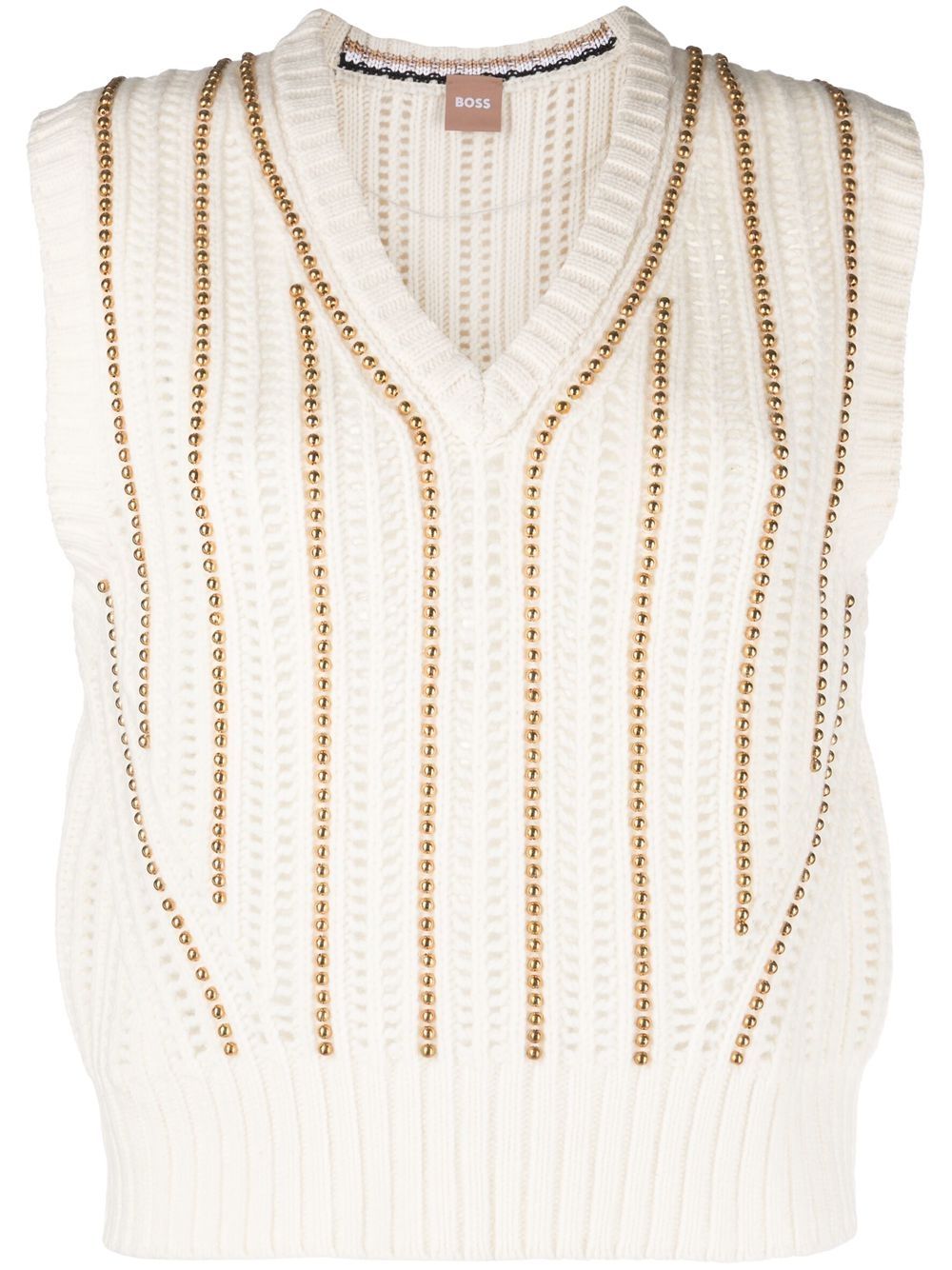 BOSS bead-detail knit vest - White von BOSS