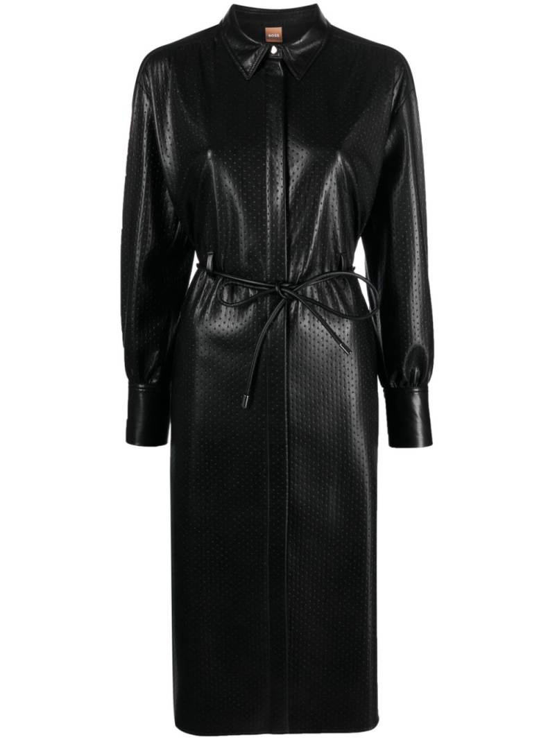 BOSS belted faux-leather midi dress - Black von BOSS