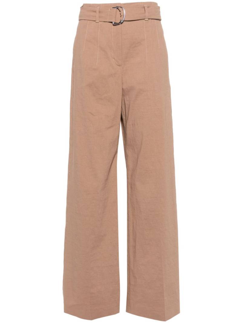 BOSS belted linen-blend trousers - Neutrals von BOSS