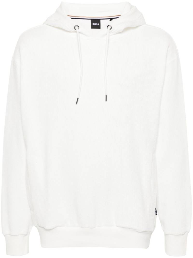 BOSS bouclé cotton hoodie - White von BOSS