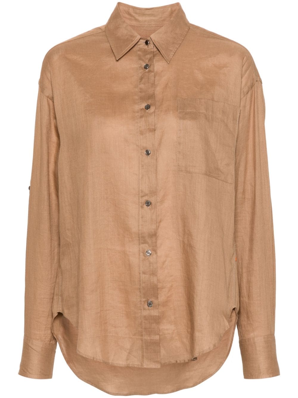 BOSS button-up ramie shirt - Neutrals von BOSS