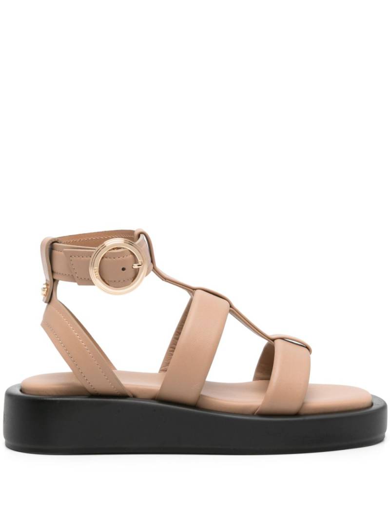 BOSS caged leather sandals - Neutrals von BOSS