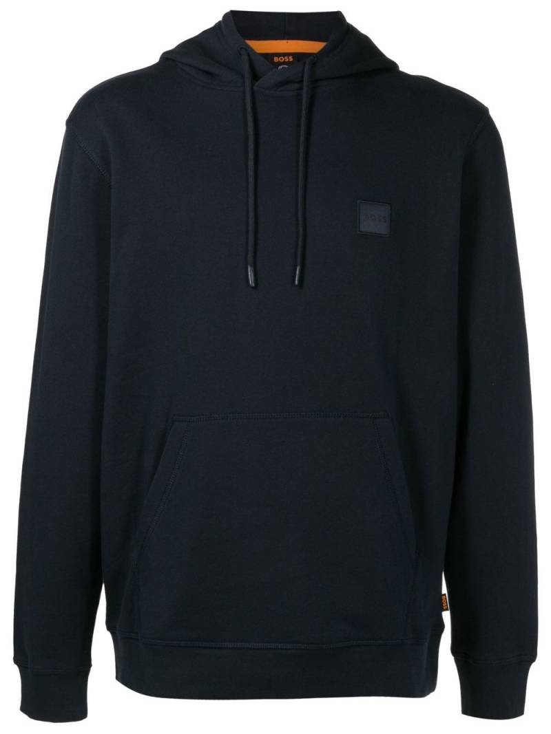 BOSS chest logo-patch detail hoodie - Black von BOSS