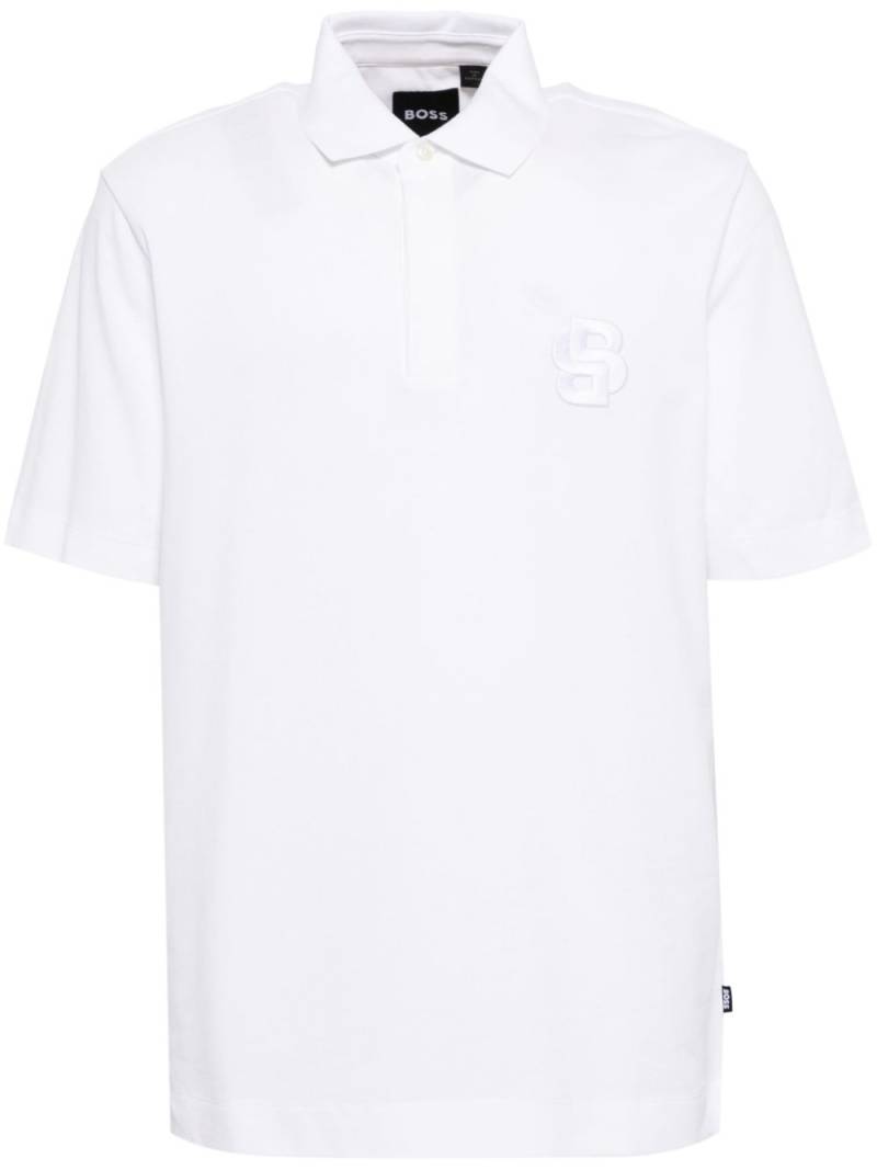 BOSS concealed placket polo shirt - White von BOSS