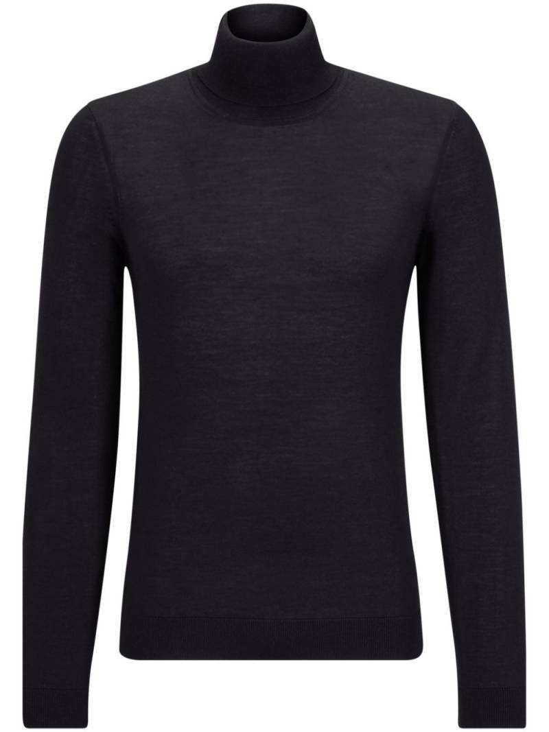 BOSS cotton roll-neck jumper - Black von BOSS