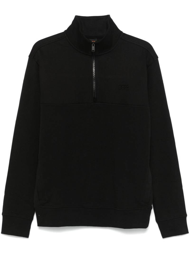 BOSS cotton zip-up sweatshirt - Black von BOSS