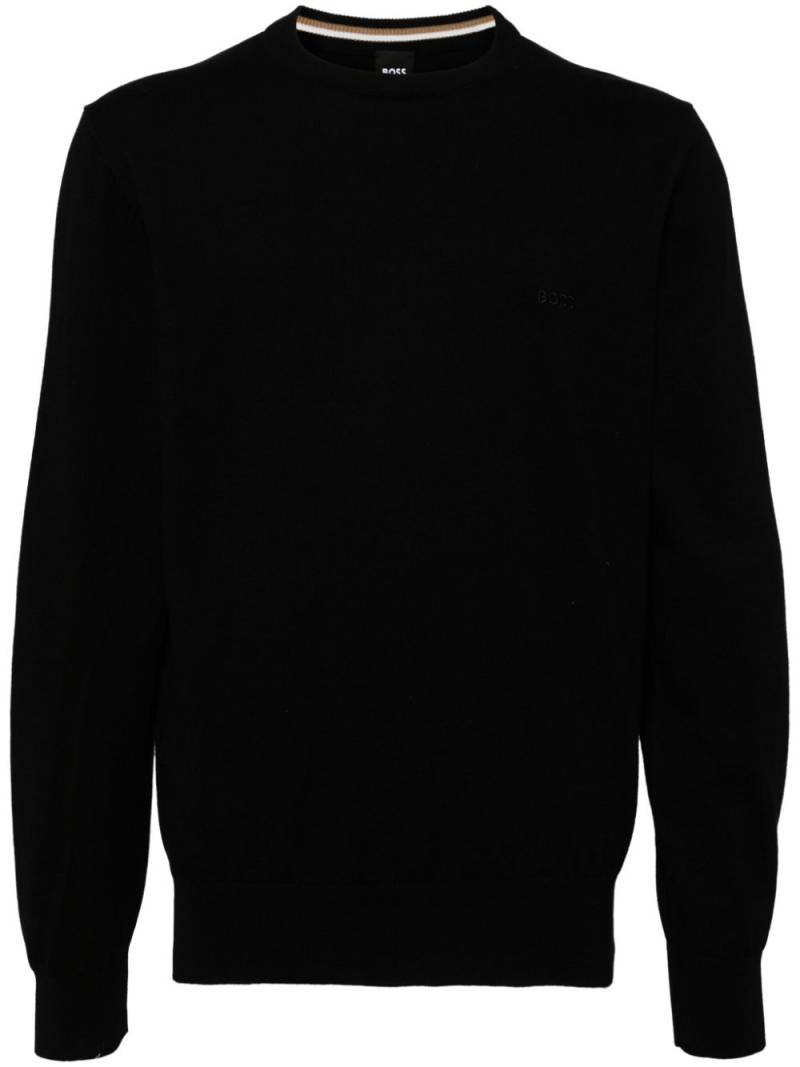 BOSS crew-neck cotton jumper - Black von BOSS