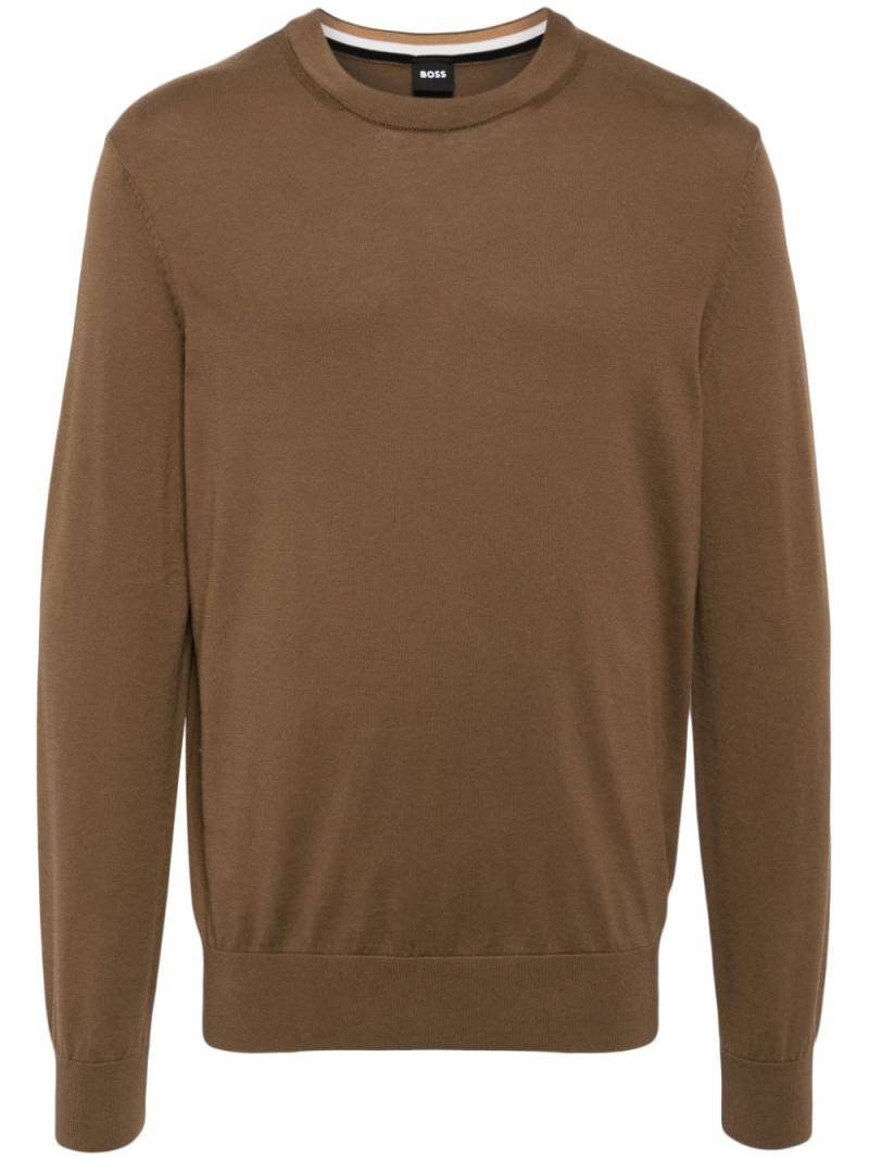 BOSS crew-neck cotton jumper - Brown von BOSS