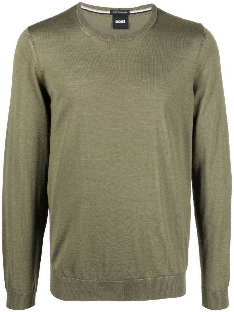 BOSS crew-neck long-sleeve jumper - Green von BOSS