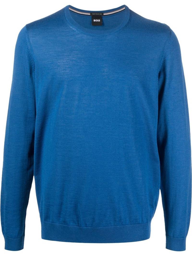 BOSS crewneck wool jumper - Blue von BOSS