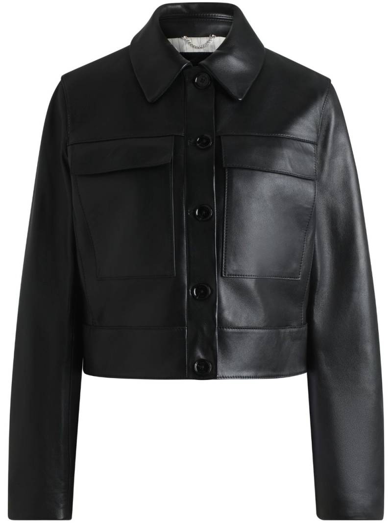 BOSS cropped leather jacket - Black von BOSS