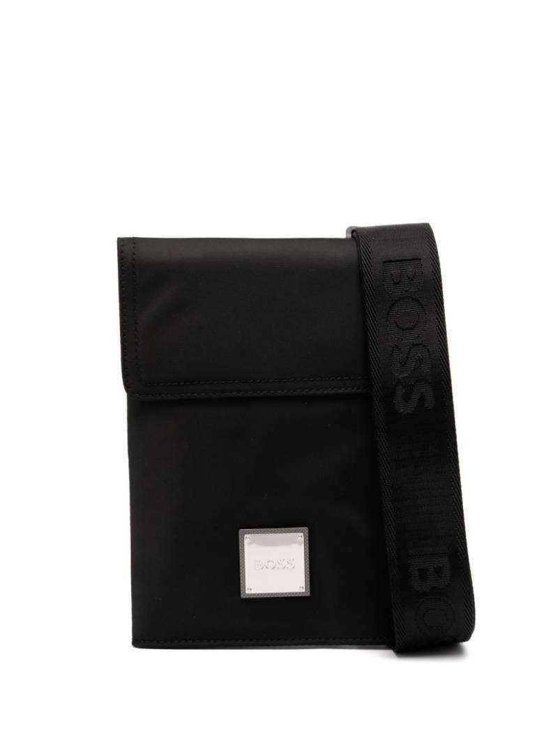 BOSS debossed logo plaque messenger bag - Black von BOSS