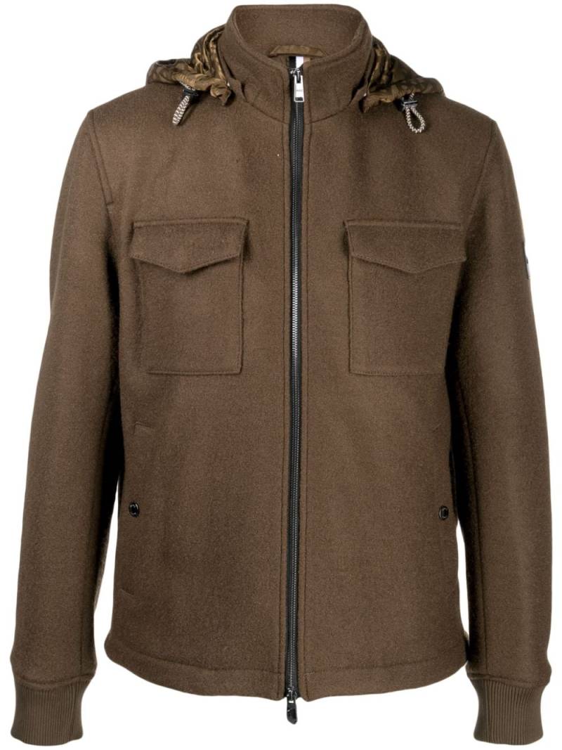 BOSS detachable-hood wool jacket - Brown von BOSS