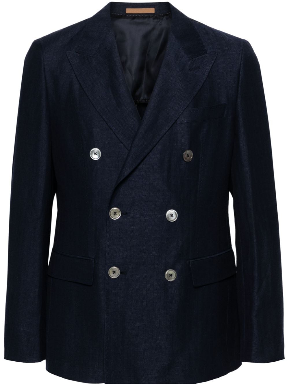 BOSS double-breasted herringbone blazer - Blue von BOSS