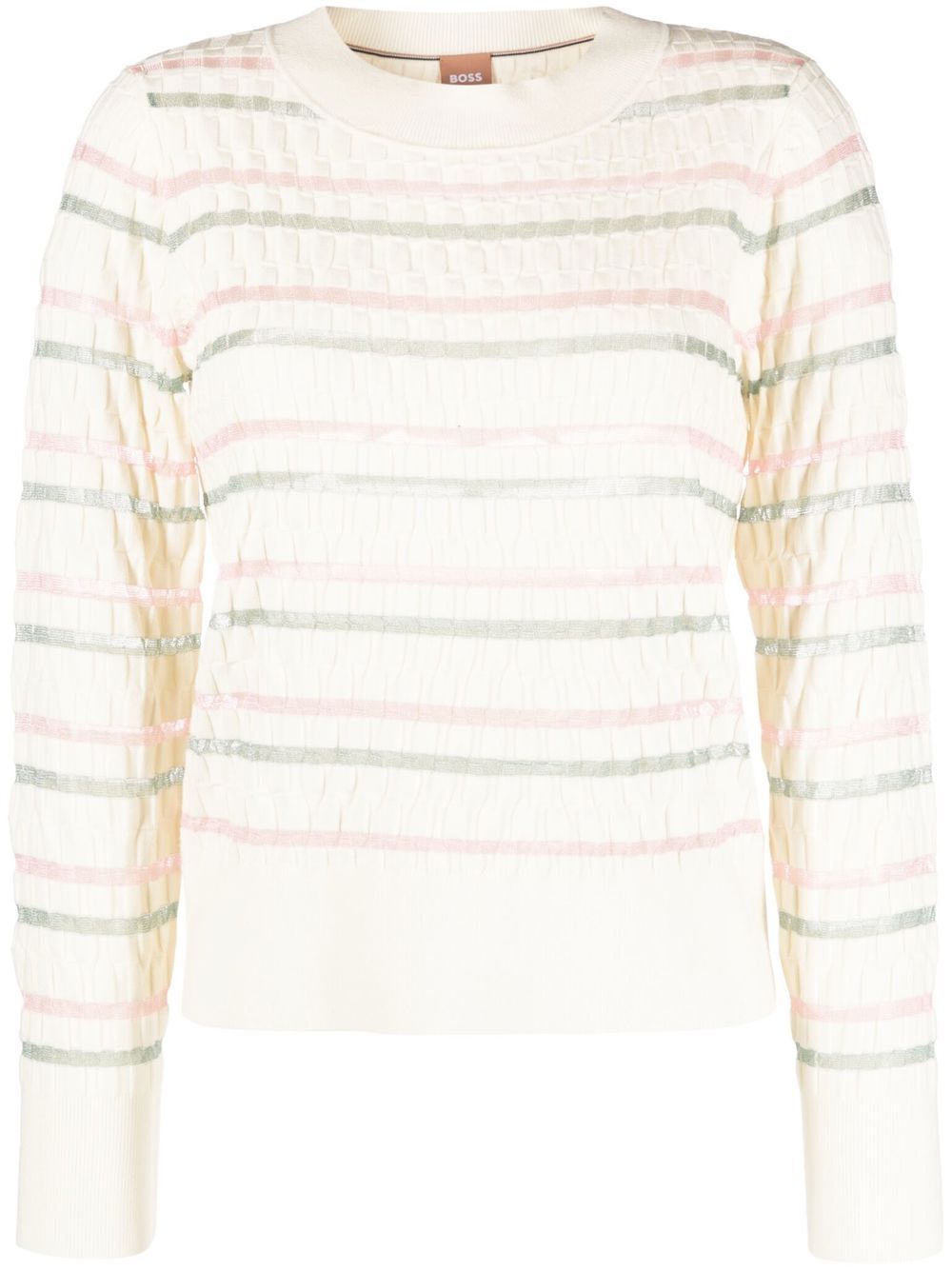 BOSS double-striped knitted sweater - White von BOSS