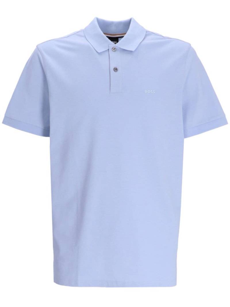 BOSS embroidered-logo cotton polo shirt - Blue von BOSS