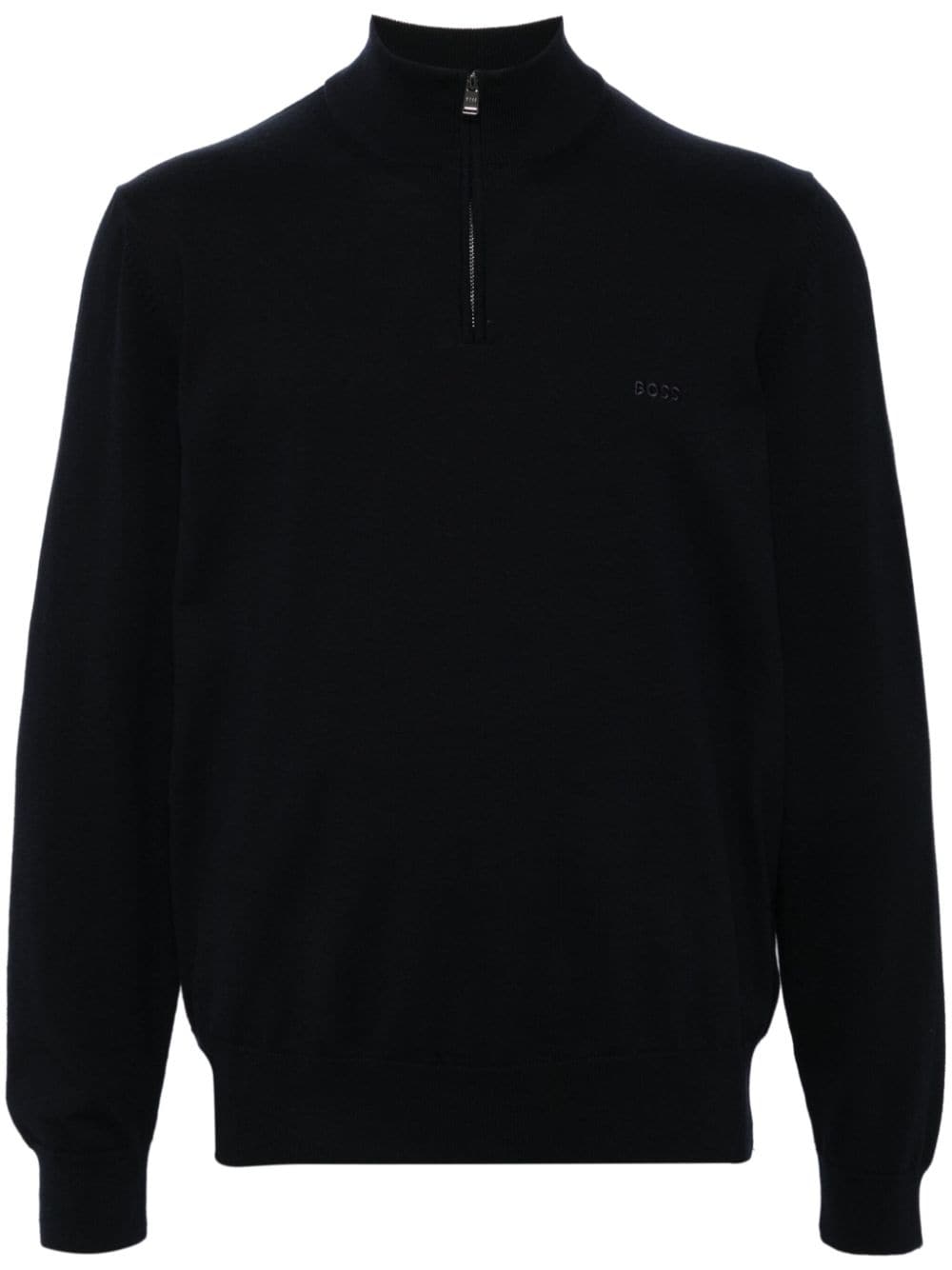 BOSS embroidered logo high-neck knitted sweatshirt - Blue von BOSS