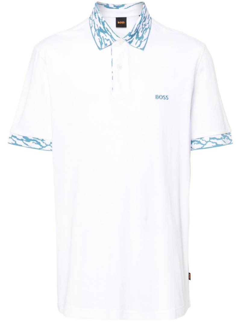 BOSS embroidered-logo piqué polo shirt - White von BOSS