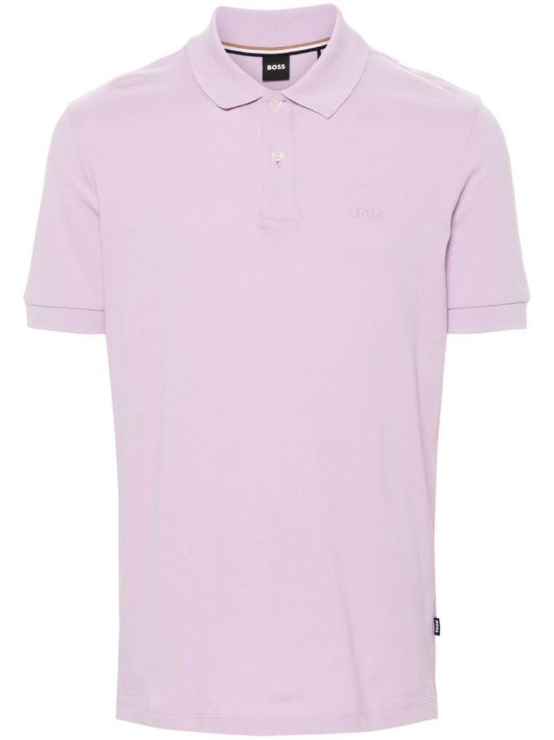 BOSS embroidered-logo polo shirt - Purple von BOSS