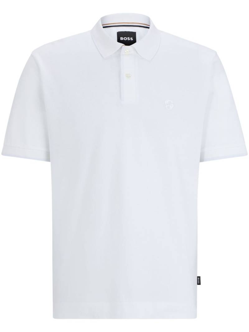 BOSS embroidered-monogram cotton polo shirt - White von BOSS