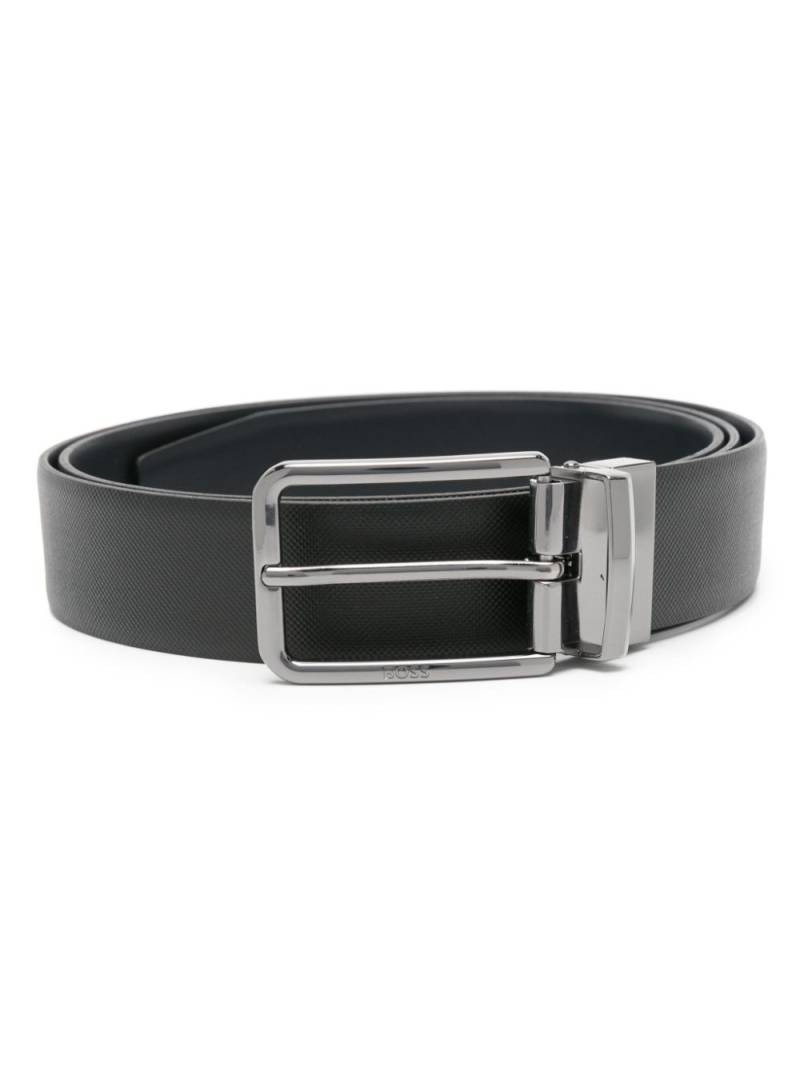 BOSS engraved-buckle leather belt - Black von BOSS